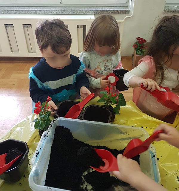 Seeding the plants with kids