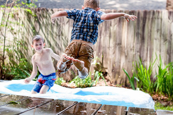 Swimming pool, toys, friends, fun...