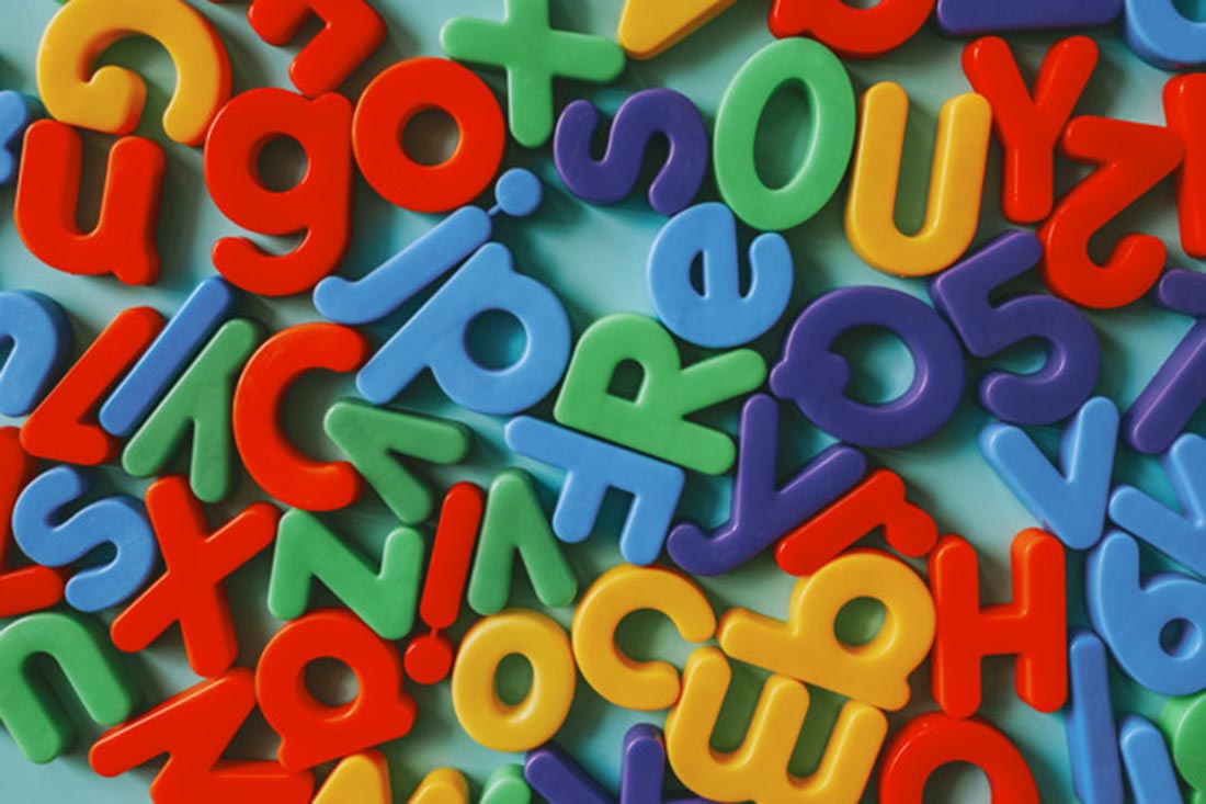 Colorful alphabet letters on a table