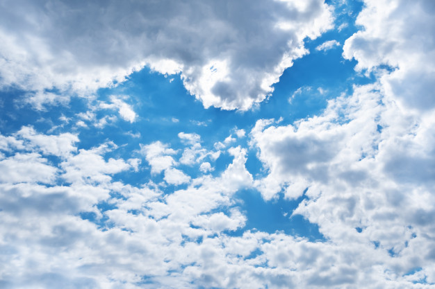 Blue sky with clouds shape bird