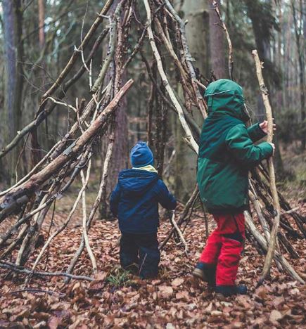 Children make a fortress