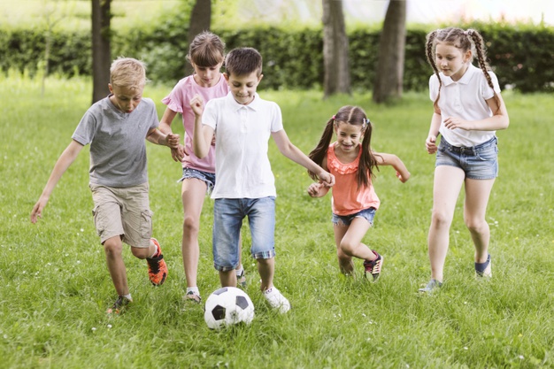 Children play football